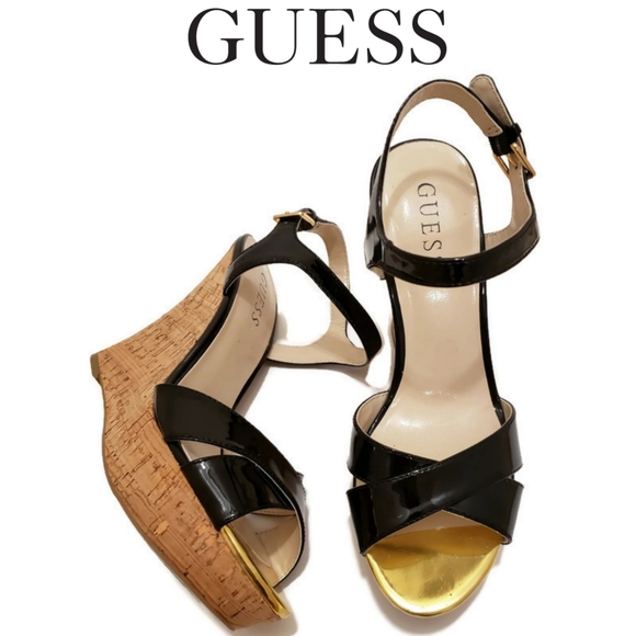 Guess Shoes - Guess Black Cork Wedges